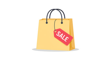 Yellow Shopping Bag with Red Sale Tag Vector Icon