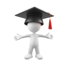 Graduation Cap Character on Transparent Background