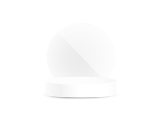 PNG white podium for product display, isolated on transparent 3D background, empty stage with clean geometric platform and step presentation stand.