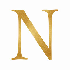 Alpha Aureo Golden English letters N isolated watercolor vector illustration svg