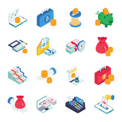 Finance And Money  isometric Vector Illustration set 1