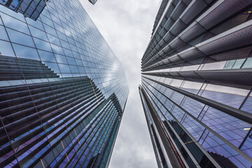 Modern Glass Skyscrapers in London with Reflections