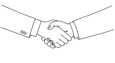 Business Handshake Agreement - Line Art Illustration