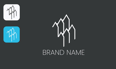 M Building Logo, Stacked Home Design, Architectural Letter Symbol, White Vector Black Background