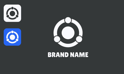 Unity Circle Logo, Three People Connection, Geometric Teamwork Symbol, Isolated White on Black