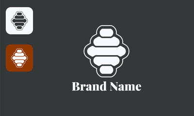 Hexagon Honeycomb Logo, Minimalist Beehive Pattern, Geometric Nature Symbol, White Icon Black Background