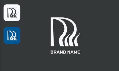 RR Fire Logo Design, Flaming Letter Mark, Dynamic Monogram with Flame Accent, Isolated White on Black
