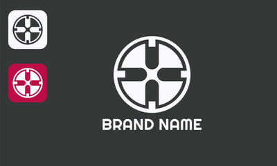 U Shape Floral Logo, Blossom Letter Mark, Circular Botanical Monogram, White Vector Black Background