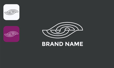 S Blade Logo, Shuriken Inspired Letter, Angular Geometric Design, White Icon Black Background