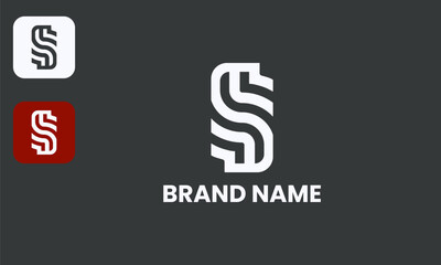 Luxury S Monogram, Abstract Letter Design, Modern Elegant Symbol, White Icon Black Background