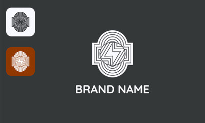Electric Bolt Logo, Modern Energy Symbol, Power Technology Design, White Icon Black Background