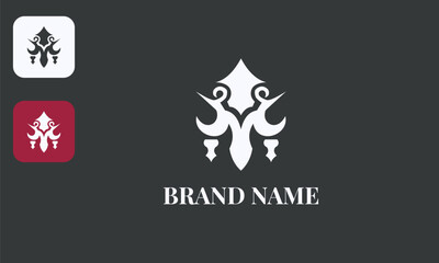 M Batik Monogram, Javanese Ornament Letter, Ethnic Cultural Logo, White Vector Black Background