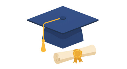 Graduation Cap and Diploma Scroll - Academic Achievement