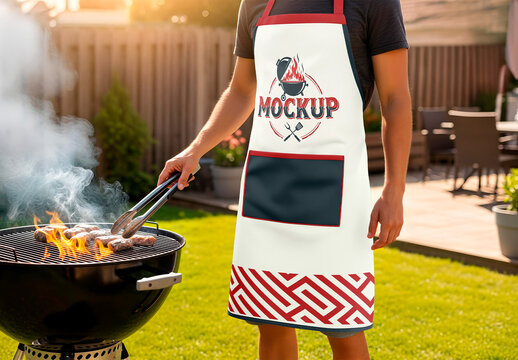 Apron Mockup Outdoor Barbecue