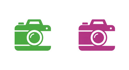 Minimalist Green and Magenta Flat Design Camera Icons