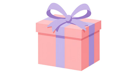 Sweet Isometric Pink Gift Box with Purple Bow for Celebrations