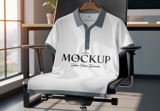 Polo T-Shirt Mockup on Modern Office