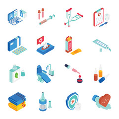 Medical And Health isometric Vector Illustration set 6