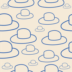 Hand Drawn Hat Seamless Pattern Vector Illustration
