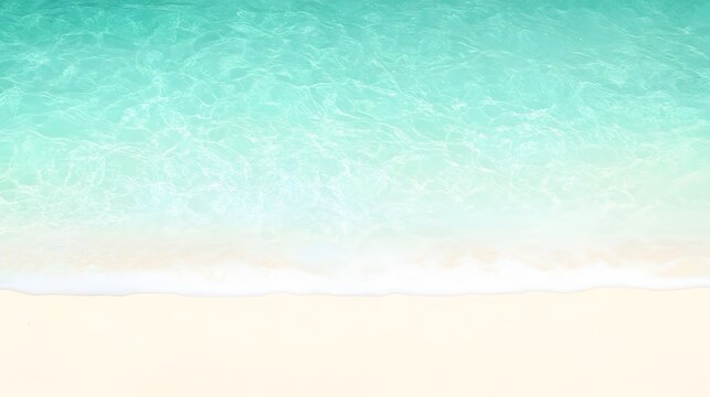 Aerial view of turquoise ocean water and white sand beach for summer concept