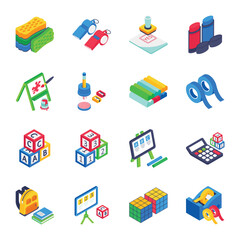 stationery Isometric Vector Illustration set 5