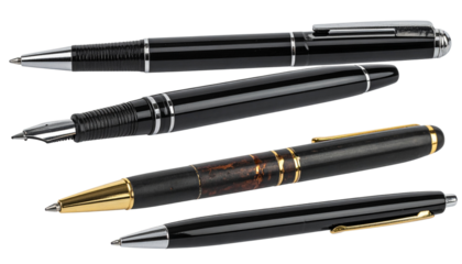 Dual stationery set featuring contrasting pens, pencils, and erasers, isolated on transparent background  (2)