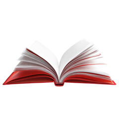 Fototapeta premium Open Red Book on White Transparent Background for Education