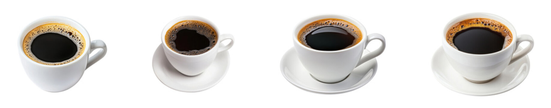 Sets of black american coffee isolated.