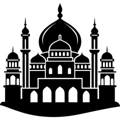 Islamic mosque skyline silhouette flat design architectural icon religious landmark building monument silhouette