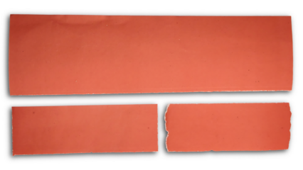 Three Isolated Blank Terracotta Orange Paper Rectangles or Banners on Transparent Background