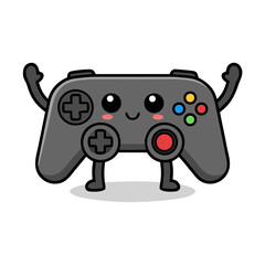 Cute Cartoon Game Controller with Smiling Face Joyful Gaming Concept