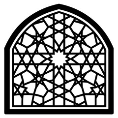 Intricate geometric islamic window pattern silhouette for architectural design and decor silhouette