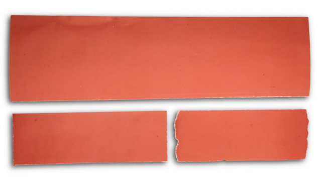 Three Isolated Blank Terracotta Orange Paper Rectangles or Banners on Transparent Background