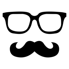 Logo hipster. Icono con silueta de gafas de pasta y bigote 
