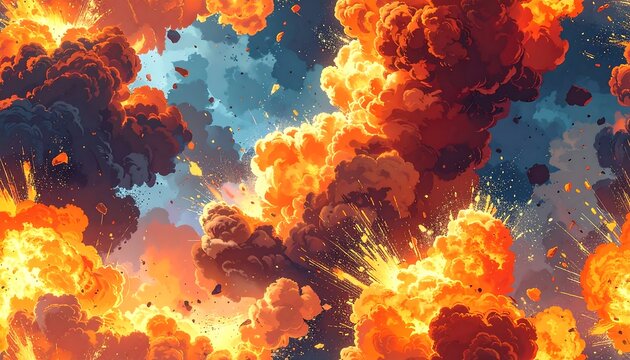 An abstract, fiery explosion erupts with immense energy and light