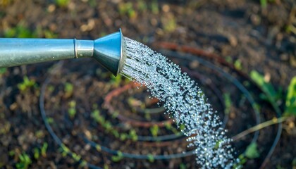Watering Can Pouring Water in a Garden for Plant Care
