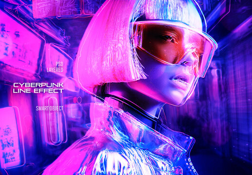 Cyberpunk Line Photo Effect