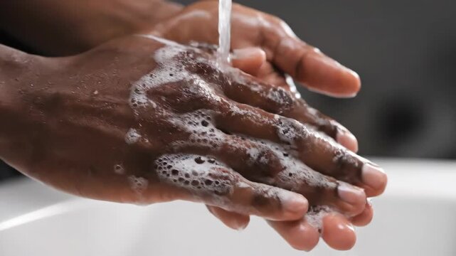 Washing Hands Thoroughly With Soap and Water for Cleanliness