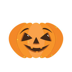 Pumpkin character Halloween, pumpkin with eyes and mouth, creepy pumpkin on white background