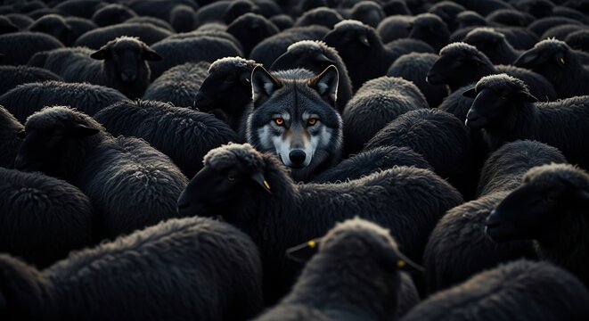 Wolf in sheeps clothing, concept of danger and deception in society
