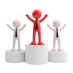 Leadership and Victory Trio on Podium with Transparent Background