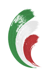 Italian flag made of brush strokes. Grunge Italian national symbol for sport, holiday, Independence Day, travel, culture, celebration themes. Vector illustration.
