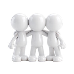 Unity and teamwork trio figures on transparent background