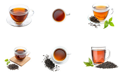 Healthy earl grey tea set isolated.