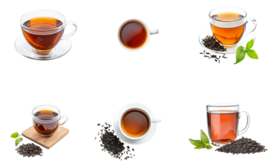 Healthy earl grey tea set isolated.