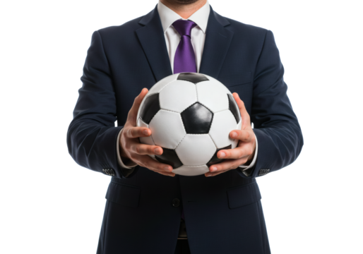 Business Man Suit Holding Soccer Ball Professional Sport Corporate Manager Executive Football