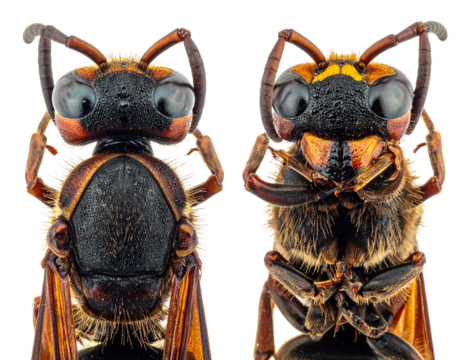 Collection of Two Asian Hornet Close-Up Designs, isolated on transparent background