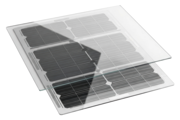 Modern photovoltaic solar panel for renewable green energy on a transparent background
