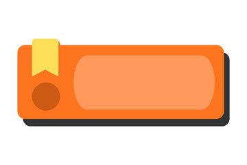 A horizontal orange bar, memo, paper, note with rounded edges, featuring a yellow bookmark ribbon attached to the upper left, representing an action to save or mark content