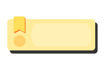 A horizontal light yellow bar, memo, paper, note with rounded edges, featuring a yellow bookmark ribbon attached to the upper left, representing an action to save or mark content